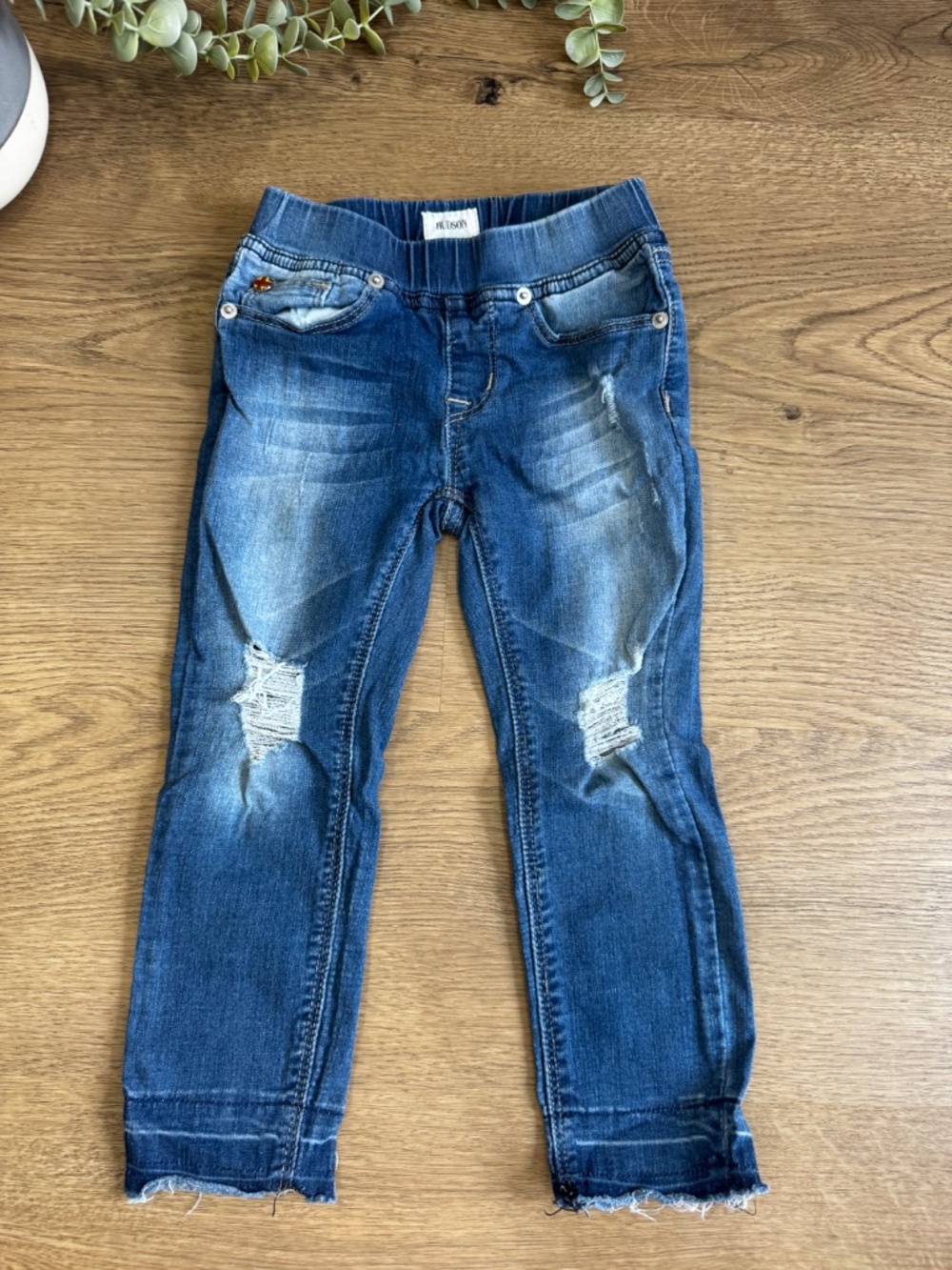 Hudson Boys Size 4 Distressed Skinny Jeans Blue Stretch Denim